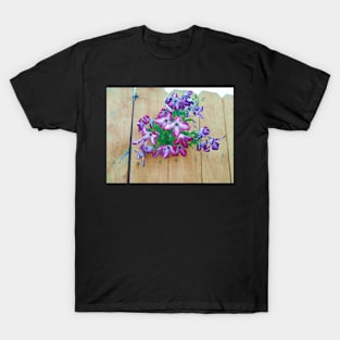 Purple Flowers Climbing Through Fence T-Shirt